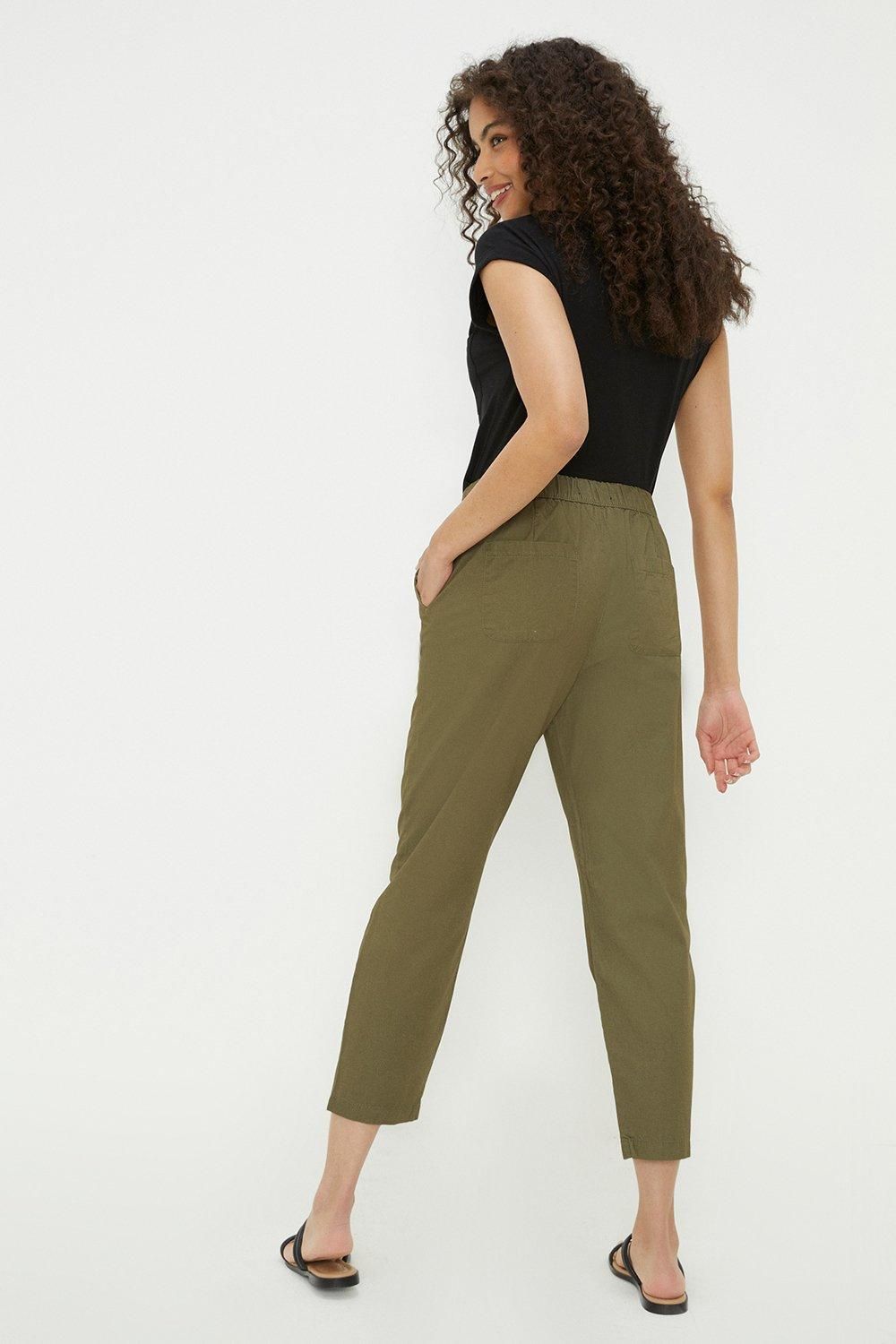 Dorothy Perkins Elastic Back Chino Trousers Khaki image 4