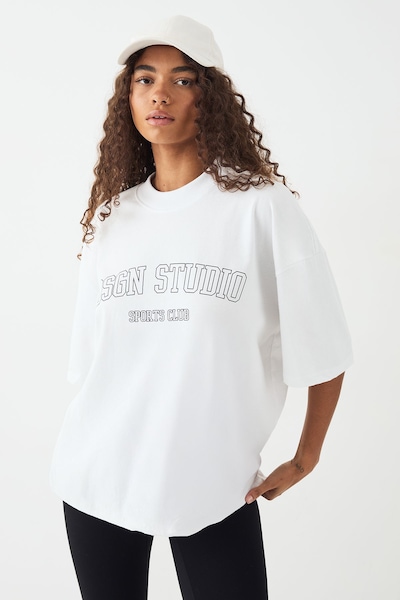 DSGN Studio DSGN Studio Sports Club Heavyweight Oversized T-Shirt White