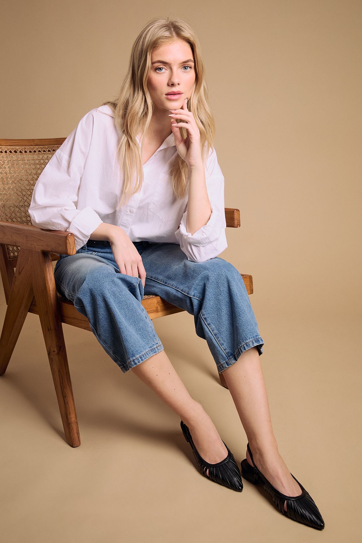 Oasis Billie Faux Leather Slingback Pointed Flat Shoes Black image 2