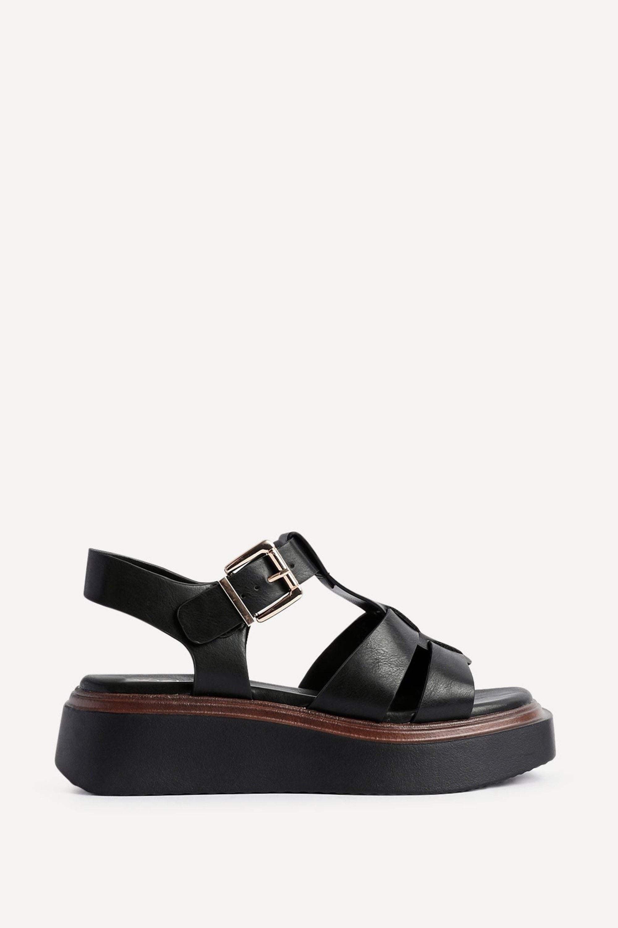 Linzi Retract Black Gladiator Flatform Sandals