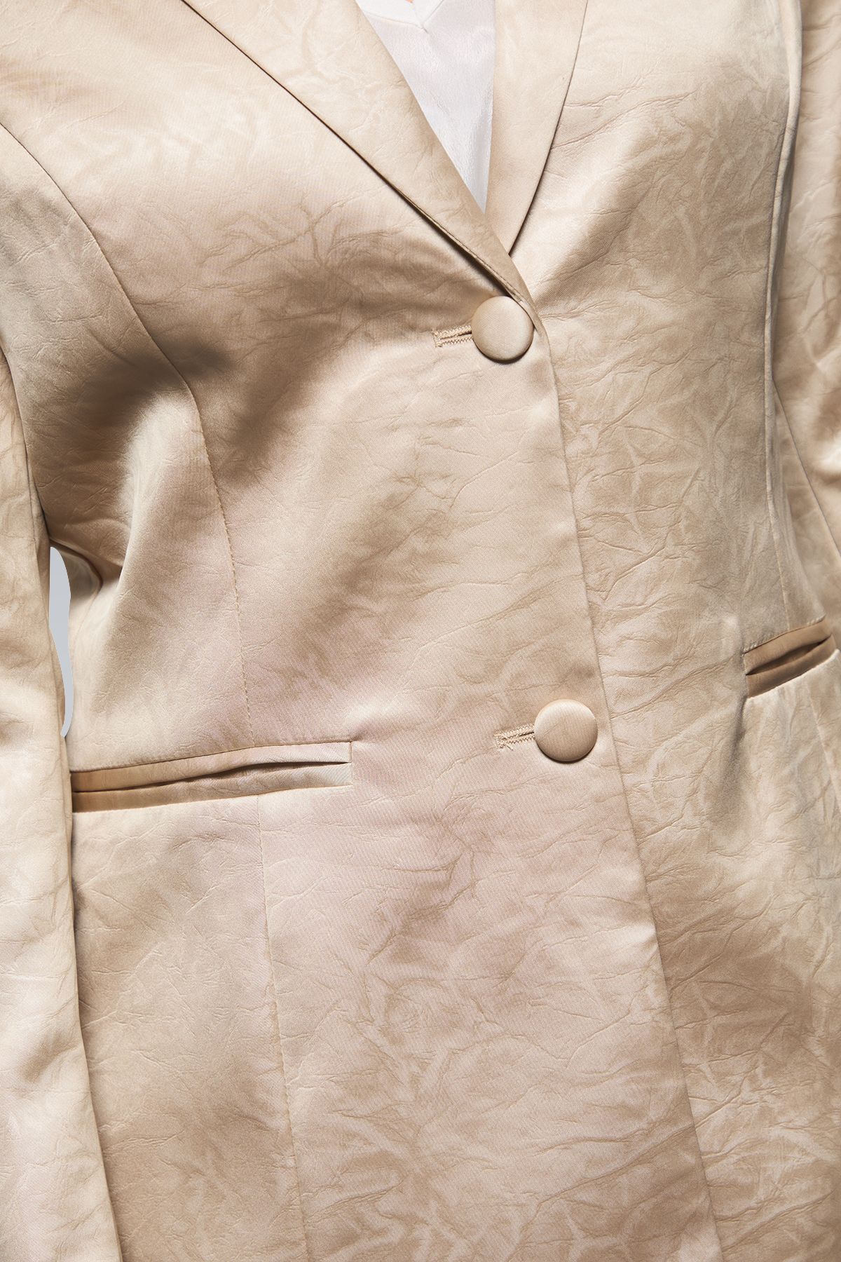 Dorothy Perkins Textured Satin Single Breasted Blazer Champagne image 5