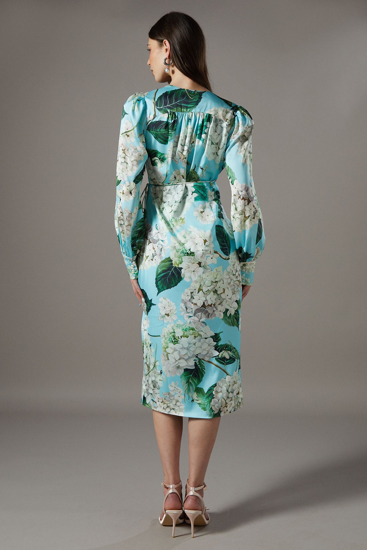 Coast Printed Wrap Satin Midi Dress Multi image 3