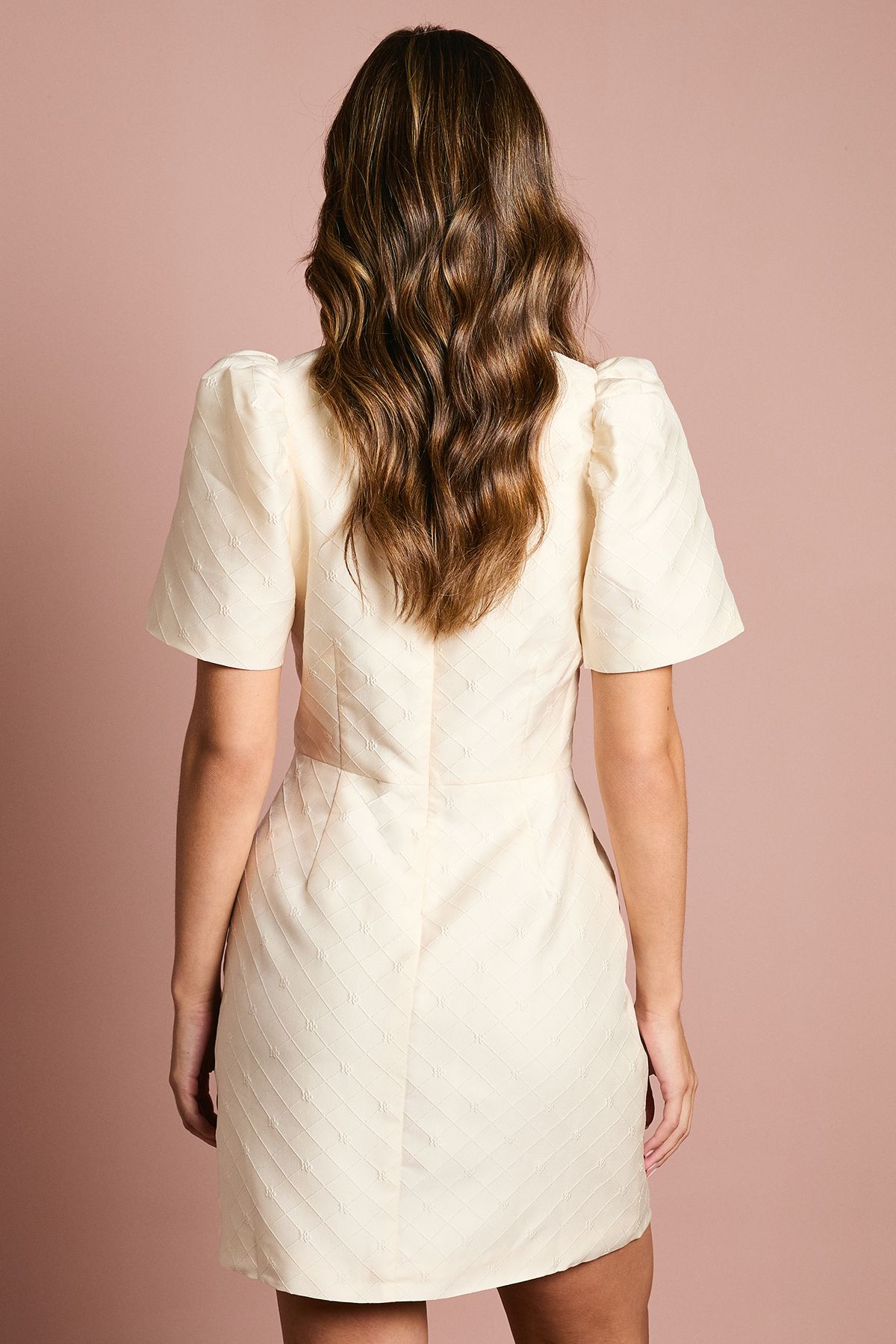 Coast Jacquard Bow Mini Dress Ivory image 3