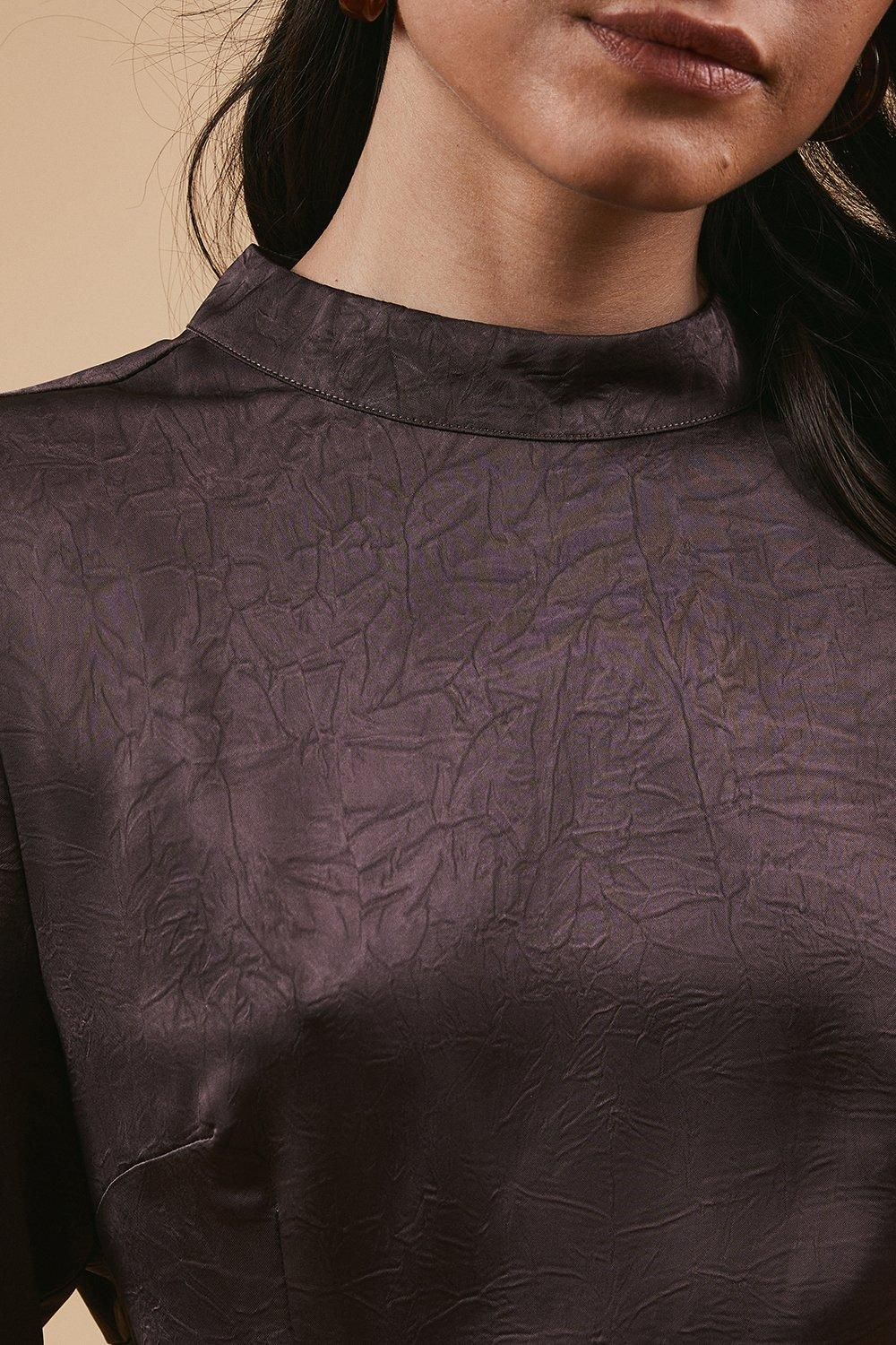 Oasis Satin High Neck Twist Back Midi Dress Mauve image 5