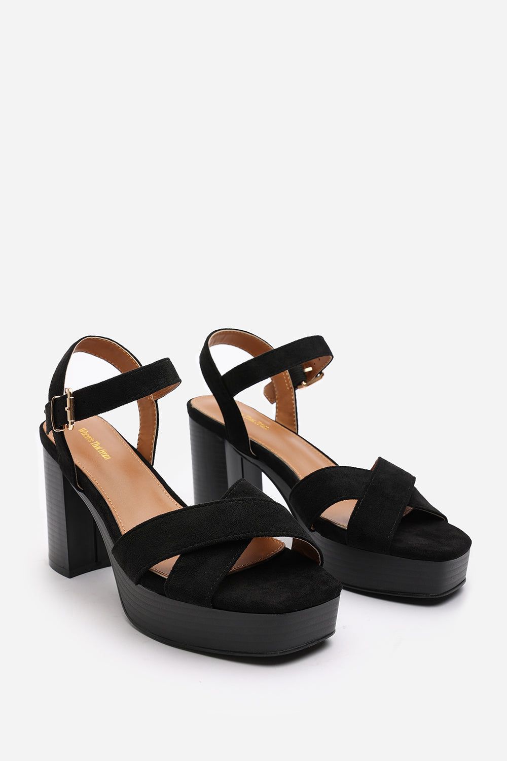 Where's That From 'Yvette' Suede Cross Over Platform Sandals With Buckle Strap image 5