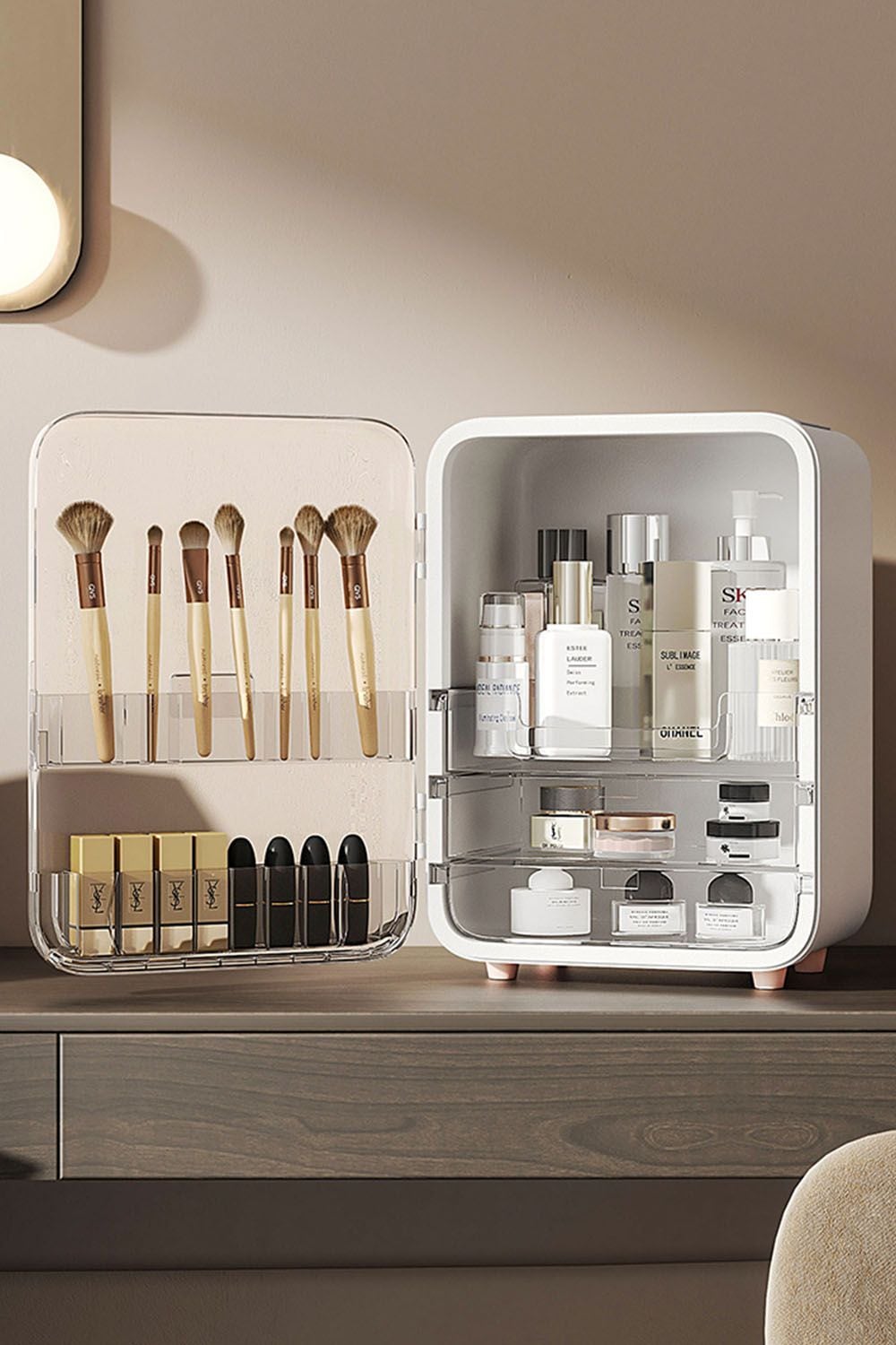 Living and Home Large Cosmetic Organizer Skincare Display Box with Makeup Mirror image 5