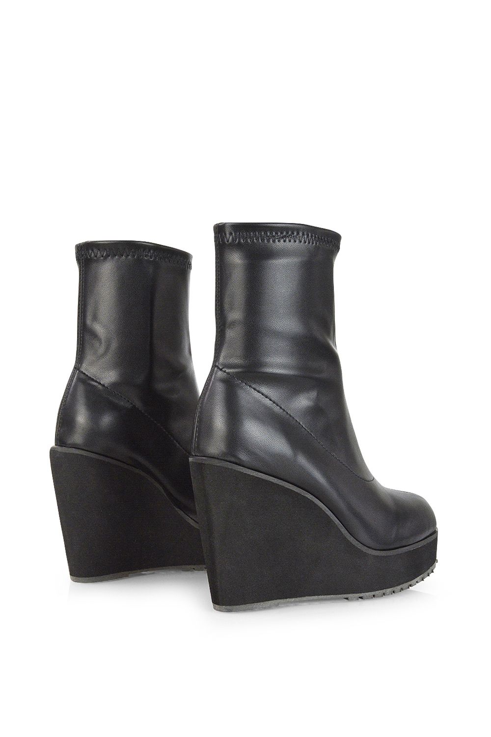 XY London 'Camille' Platform Wedge Heeled Sock Biker Ankle Boots image 3