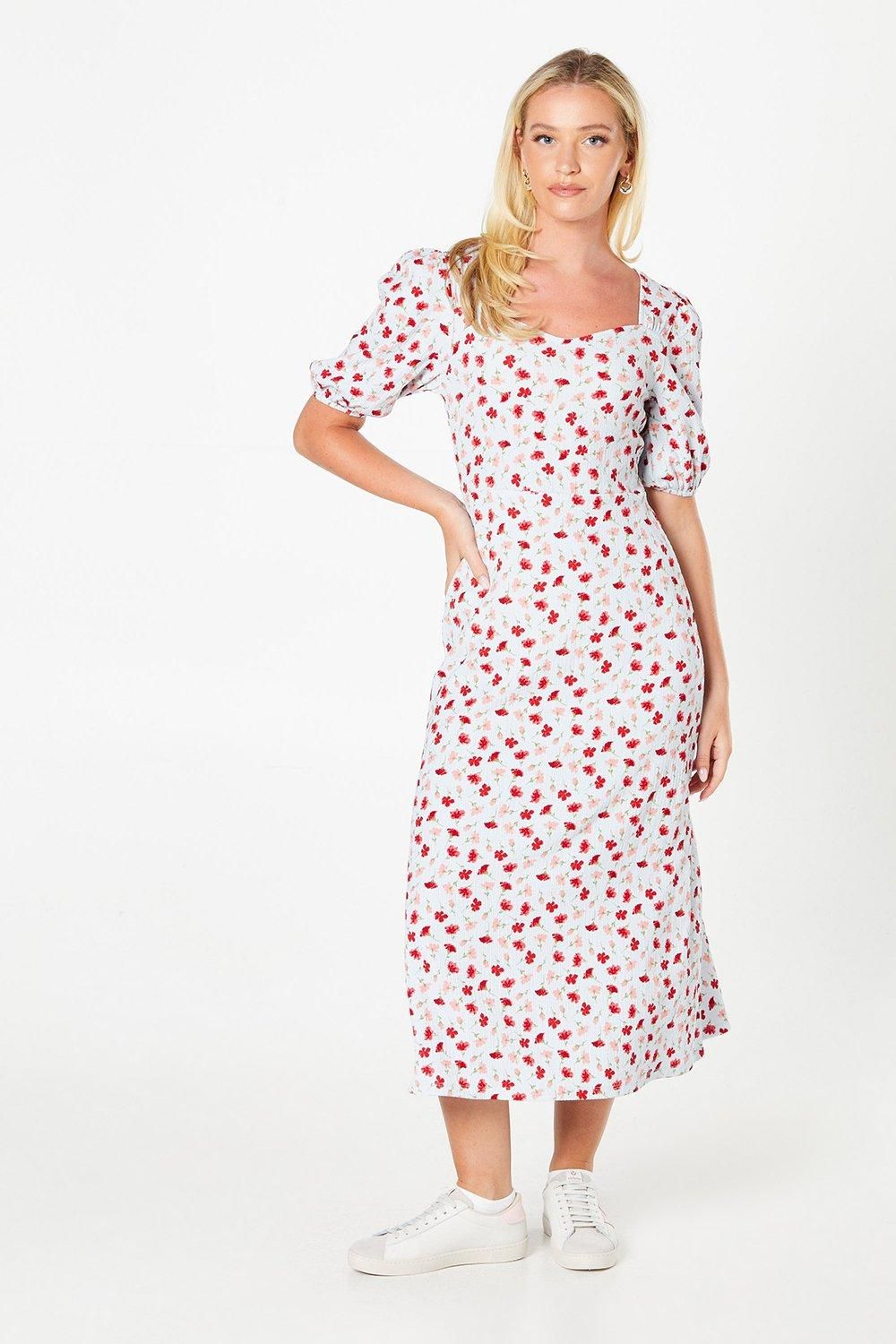 Dorothy Perkins Ditsy Floral Sweetheart Neck Midi Dress Floral