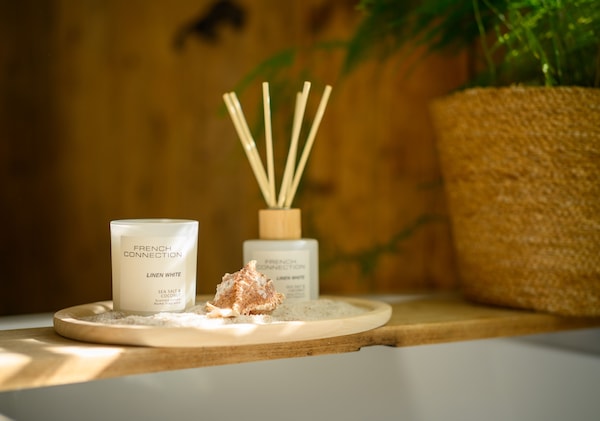 French Connection Sea Salt & Coconut 130G Candle and 100ML Reed Diffuser Gift Set Pastel Range