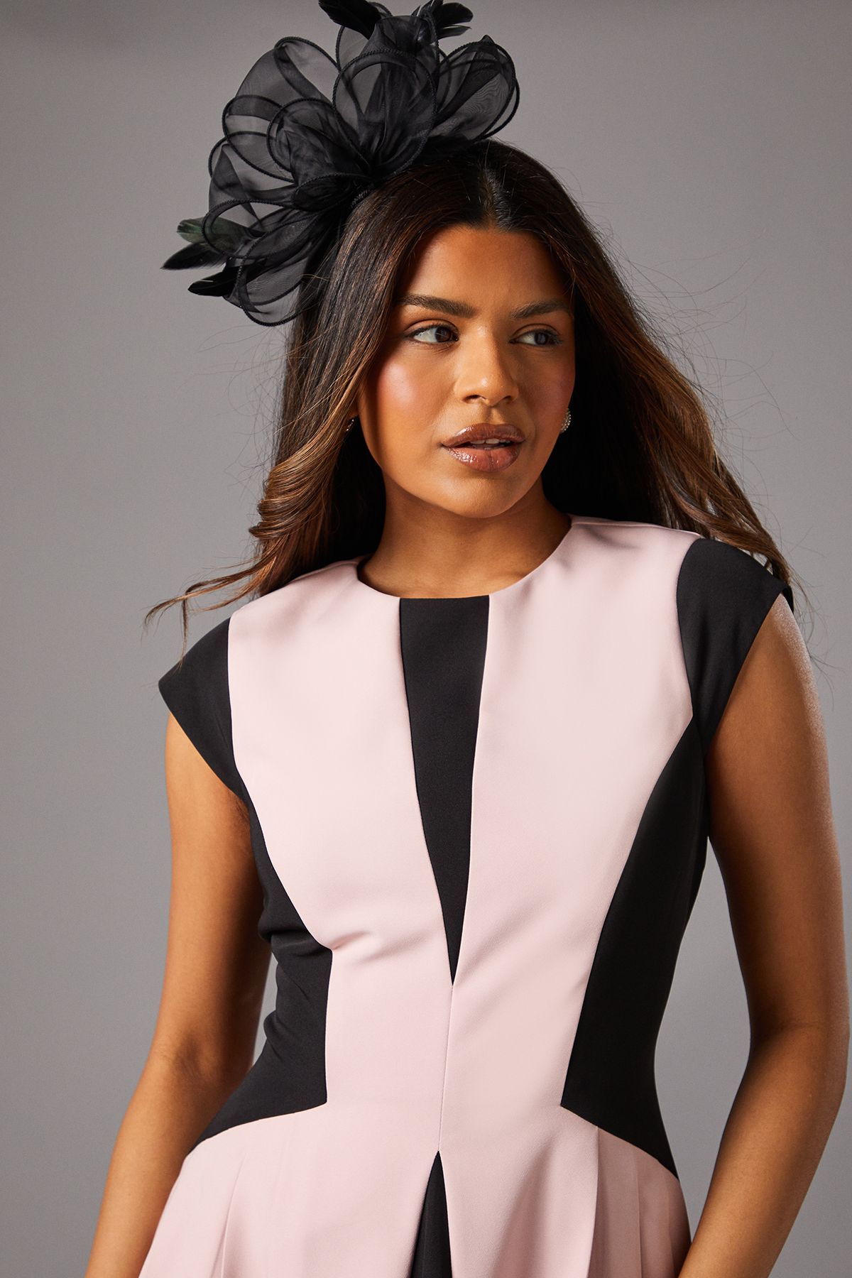 Coast Petite Crepe colour Block Midi Dress Blush image 3