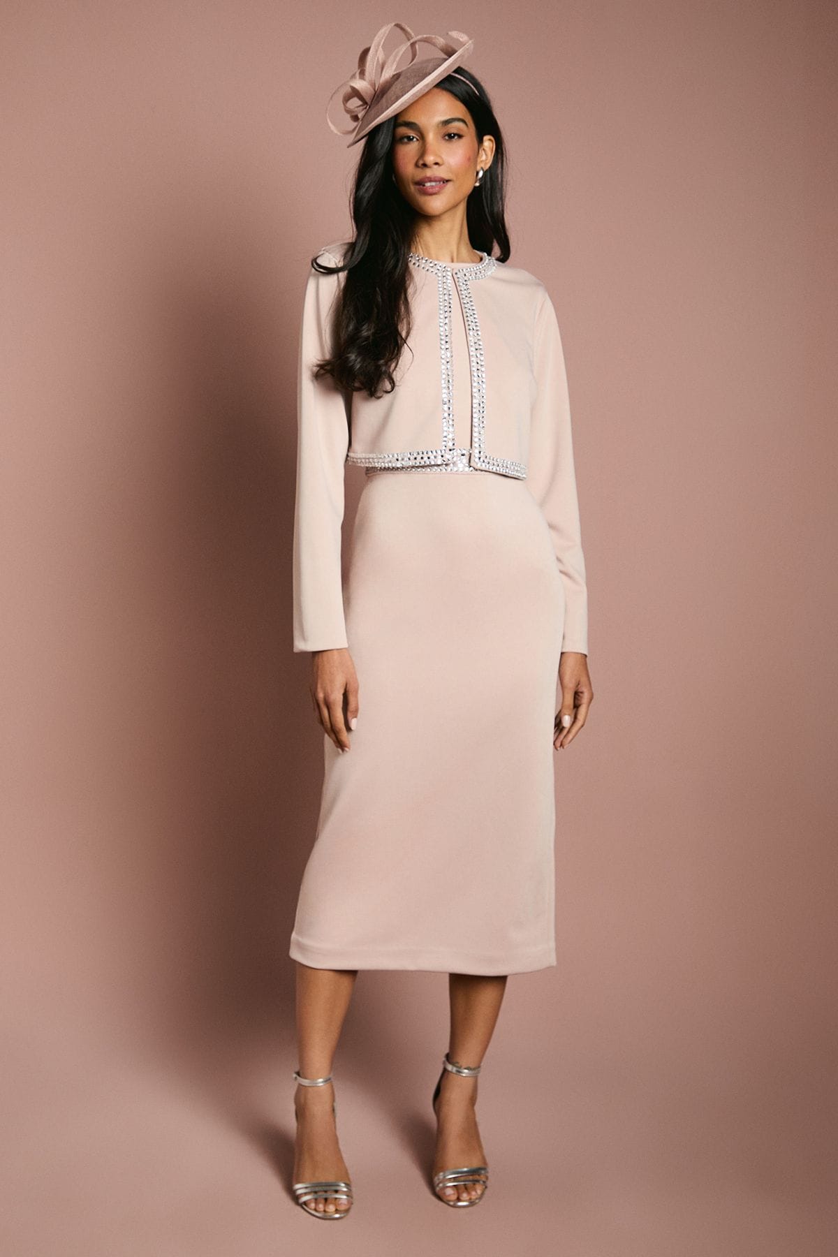 Coast Embellished Ponte Jacket Mocha image 2