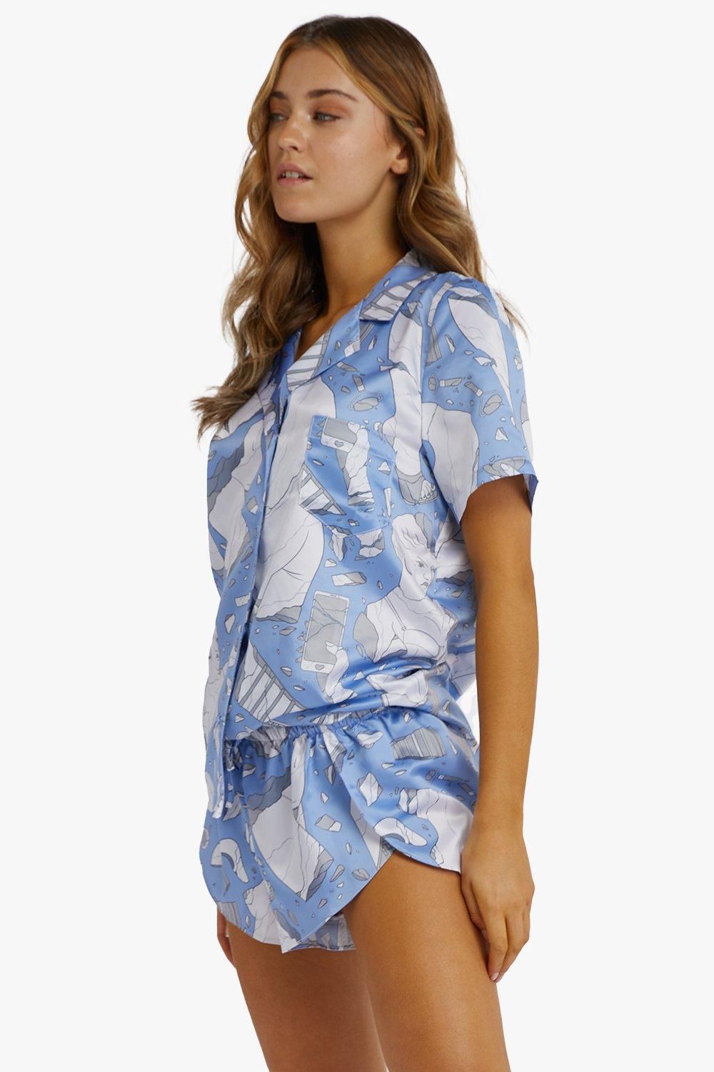 Playful Promises Logan Spector Blue Statue Satin 'Shirt' image 4