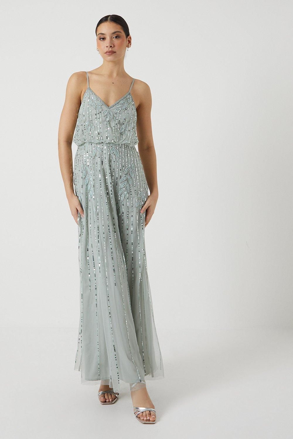 Coast Embellished Foliage Bridesmaid Dress Sage image 1