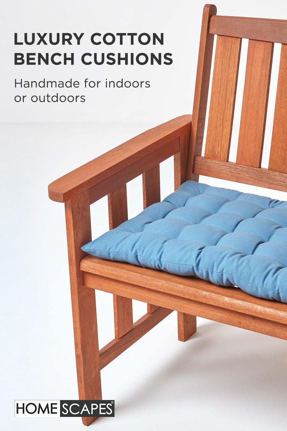 Homescapes Garden Bench Cushion Luxury 2 Seater Cotton Indoor Outdoor Pad, 108 x 42cm image 2