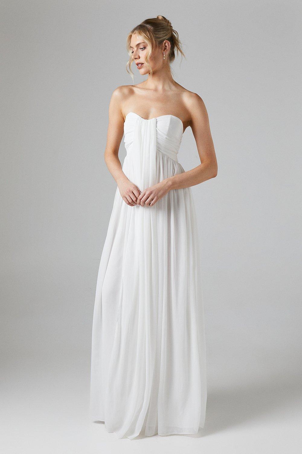 Coast Bandeau Chiffon Beach Wedding Dress Ivory