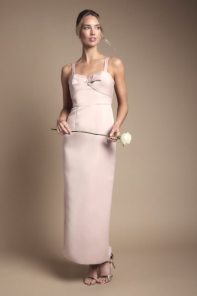 Coast Sweetheart Neck Knot Front Maxi Bridesmaid Dress With Removable Straps Blush