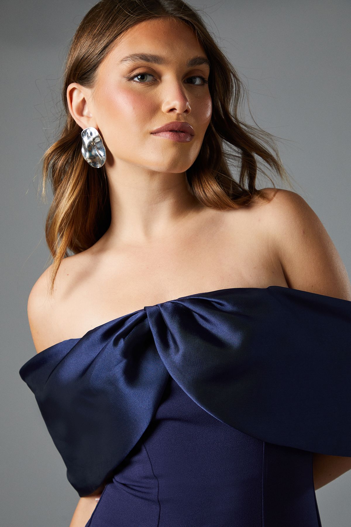 Coast Satin Sleeve Scuba Midi Dress Navy image 3