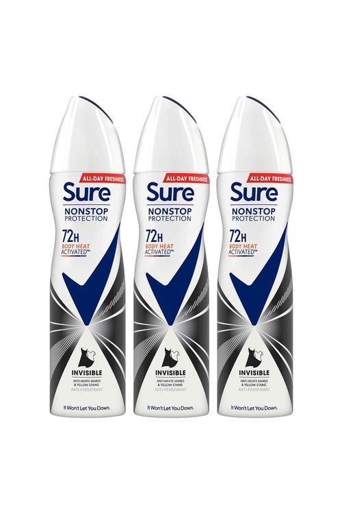 Sure Women 'Anti-Perspirant' 72H Deo Invisible Black & White, 3x150ml