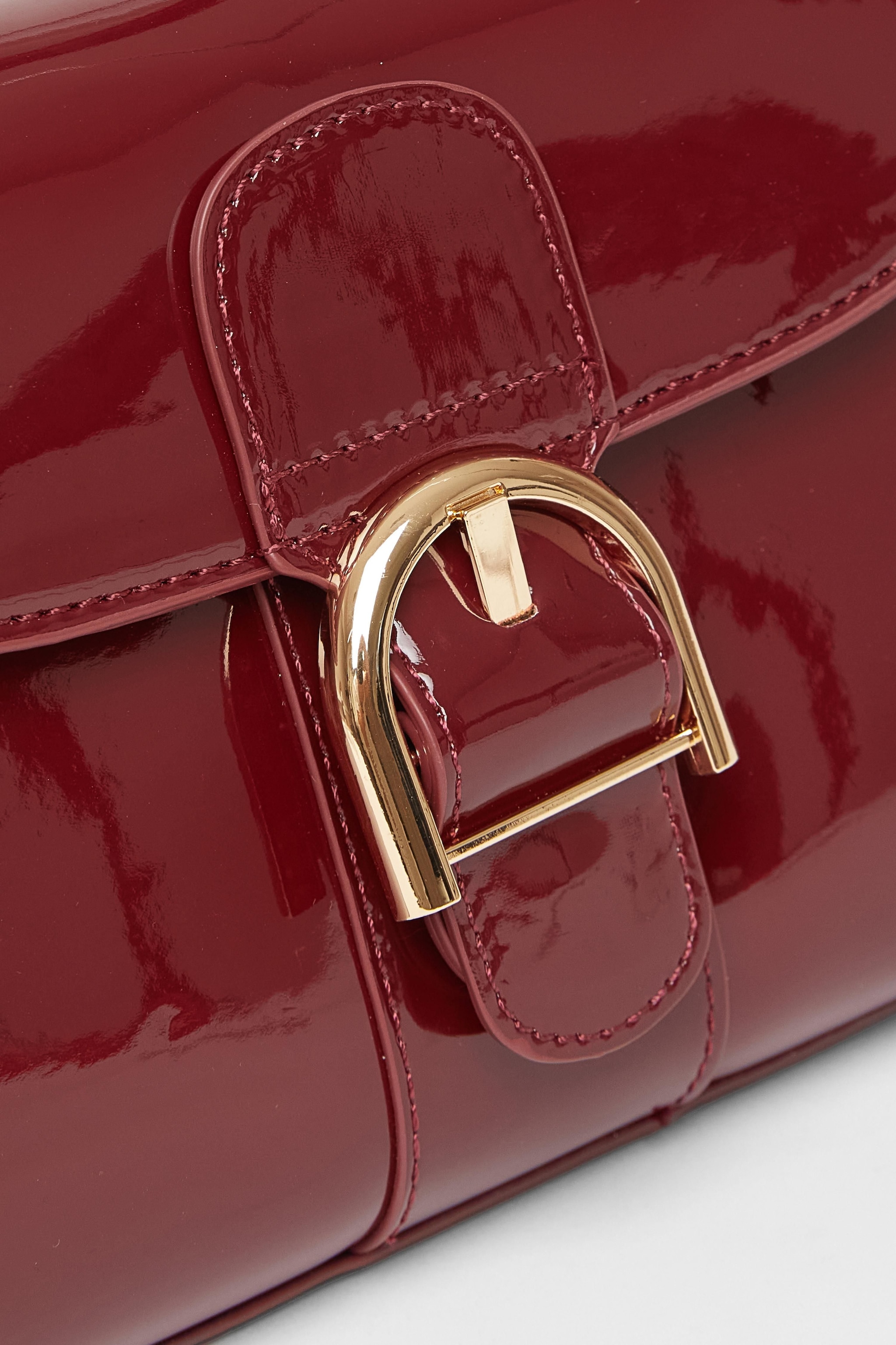 Quiz Burgundy Patent Top Handle Bag image 5