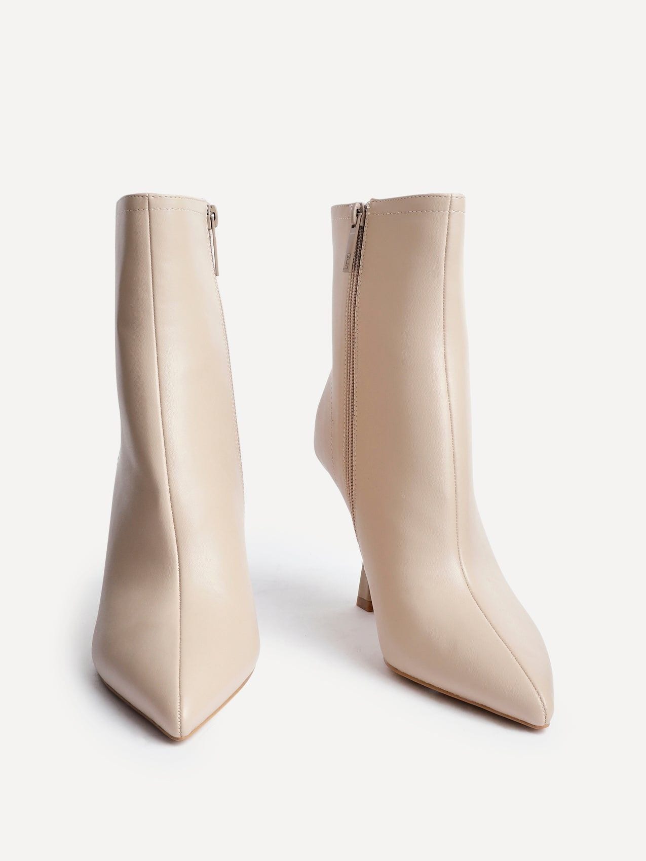 Linzi Jetta Beige Faux Leather Heeled Boot image 3