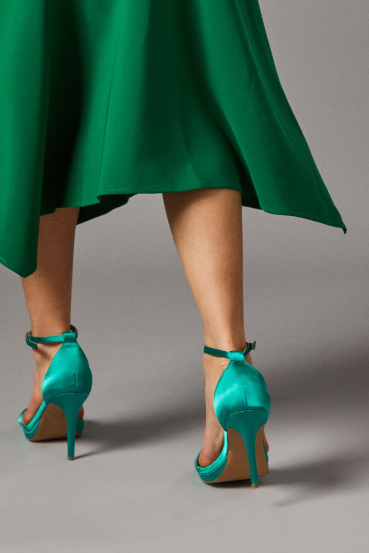 Coast Wide Fit Talia Satin Platform Heeled Sandals Green image 4