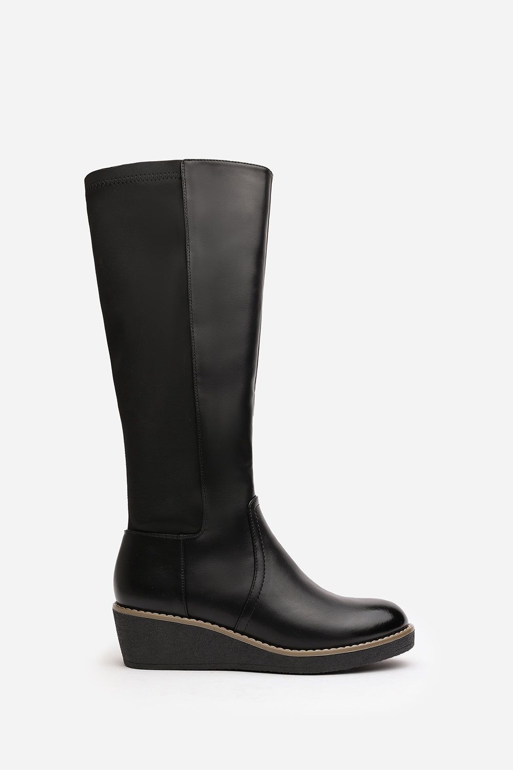 Where's That From 'Livia' Wide Calf Knee High Wedge Boot With Stitch Detail image 2