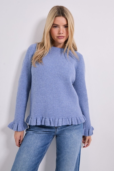 Dorothy Perkins Ribbed Ruffle Cuff Jumper Light Blue