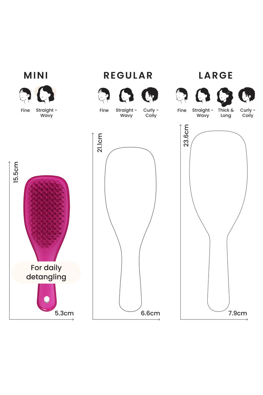 Tangle Teezer The Ultimate Detangler Mini (straight to curly) Electric Raspberry image 7