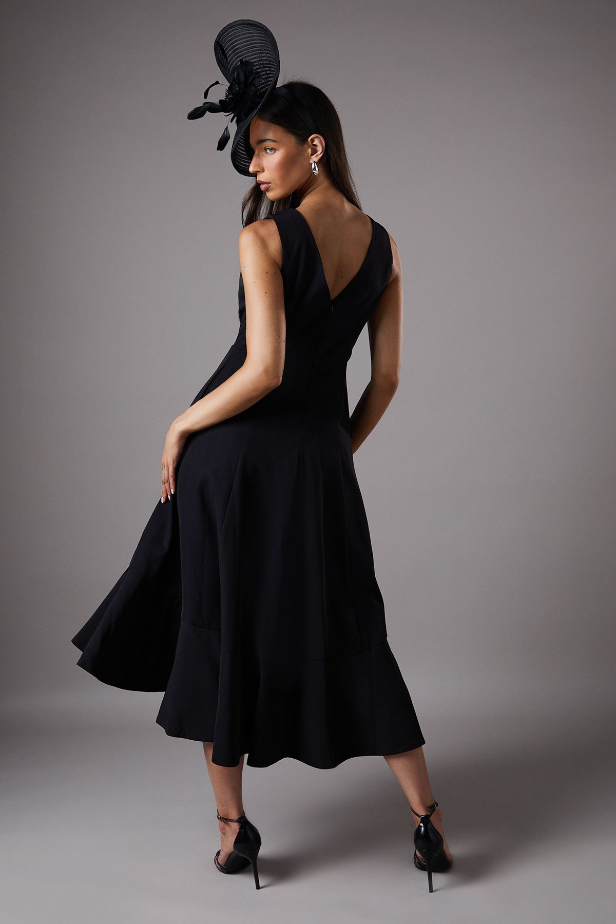 Coast Crepe Ruffle Dress With Low Back Black image 3