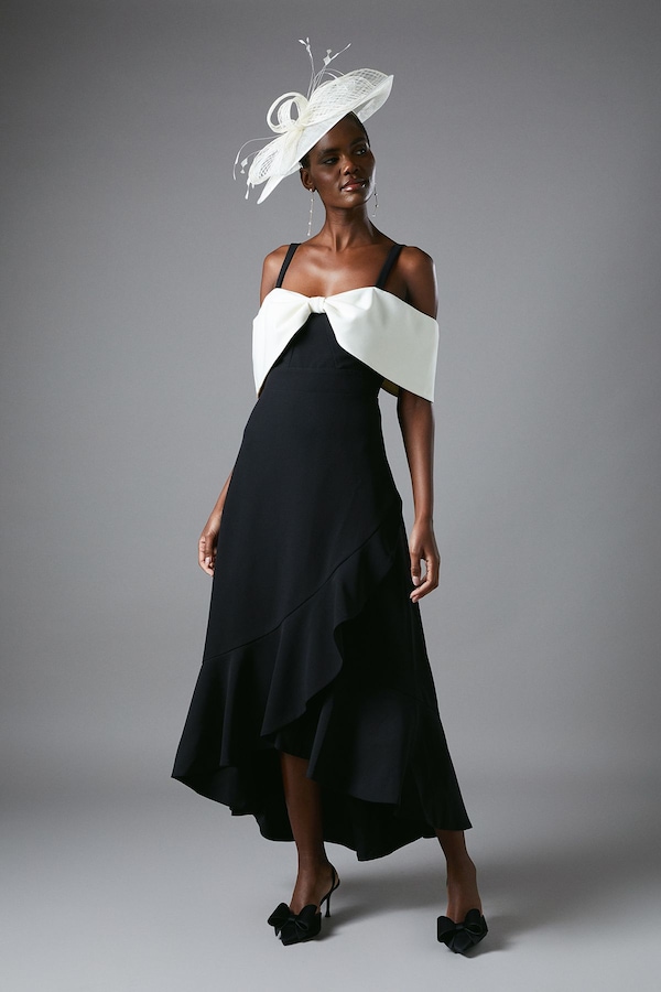 Coast Mono Bow Drop Waist Pleated Dress Mono