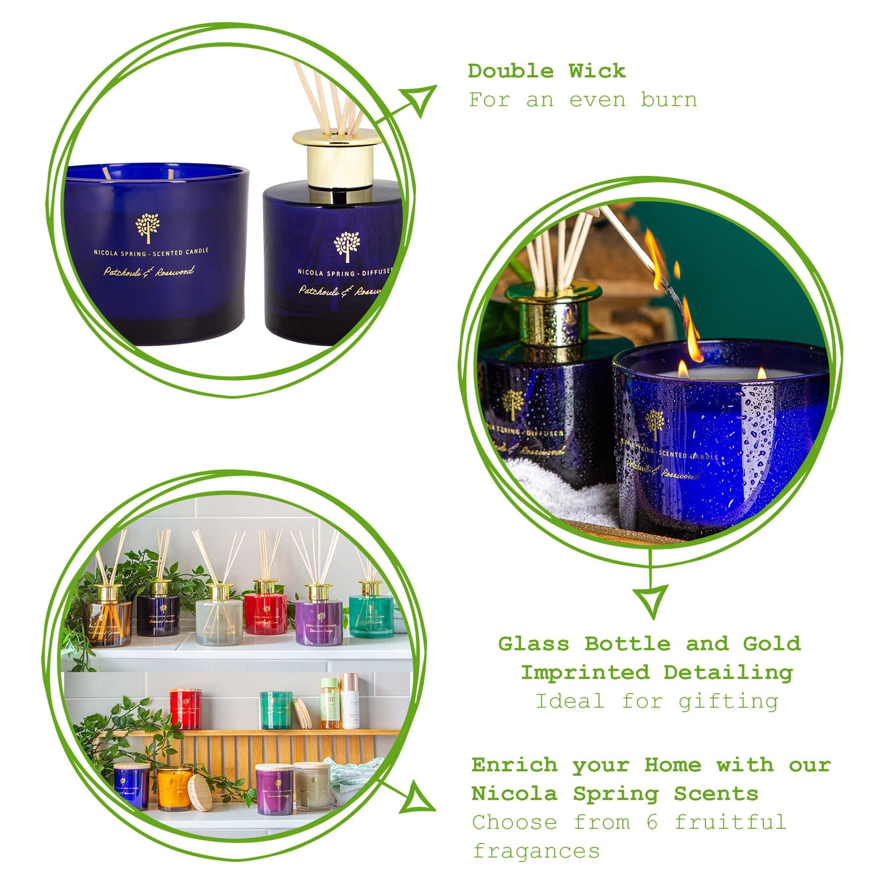 Nicola Spring Patchouli & Rosewood Candle & Diffuser Set - 350g Jar + 200ml Diffuser image 4