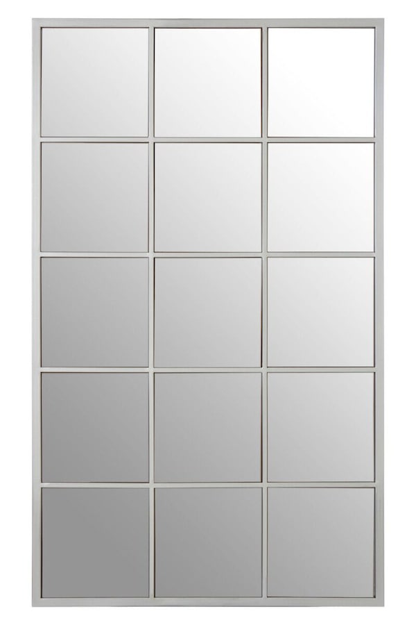 Orsina Large Silver Frame Wall Mirror, Reflective Wall Mirror For Modern Interiors, Mirror With Metal Frame