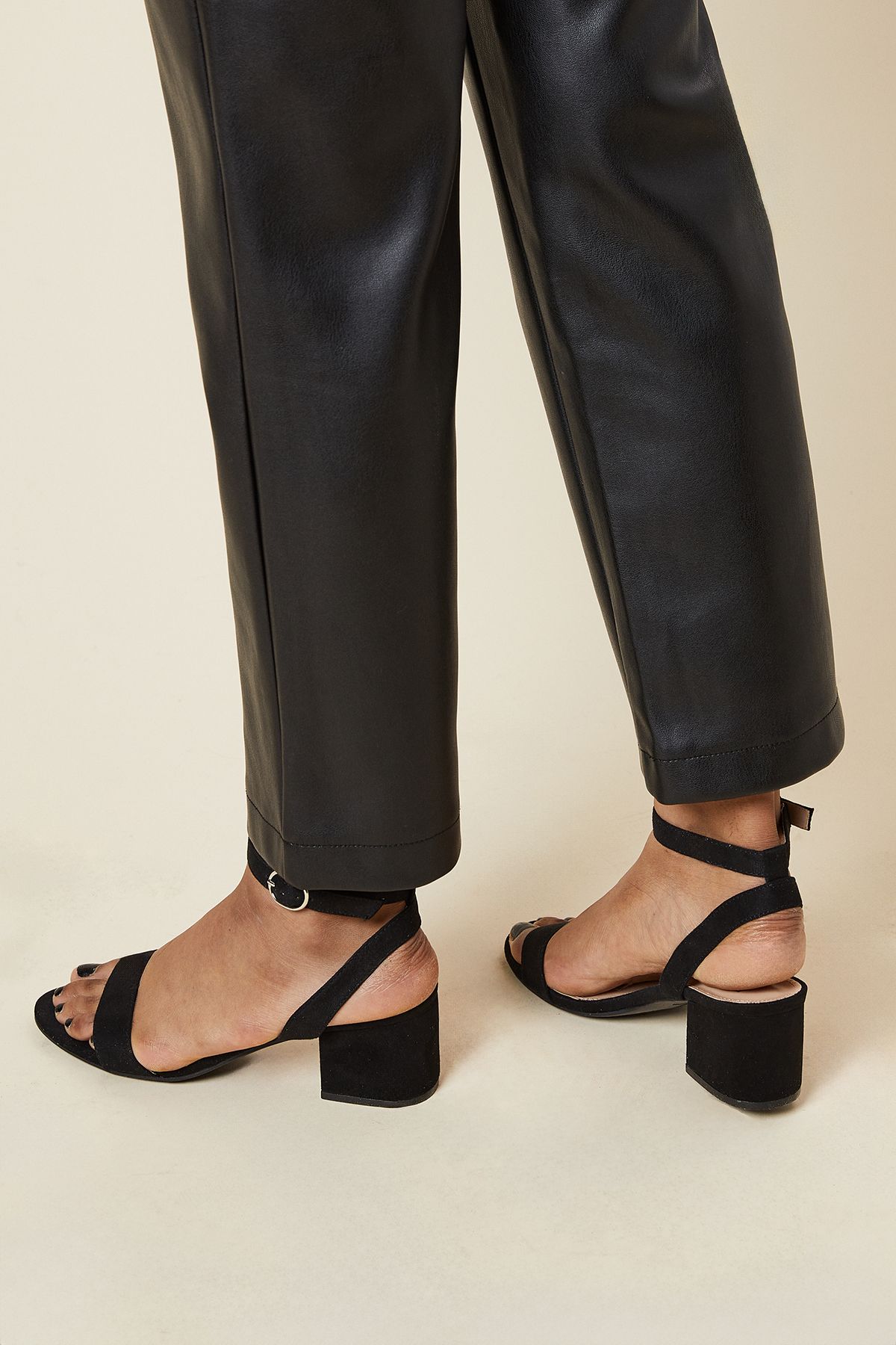 Dorothy Perkins Tommi Barely There Mid Block Heel Sandals Natural Black image 3