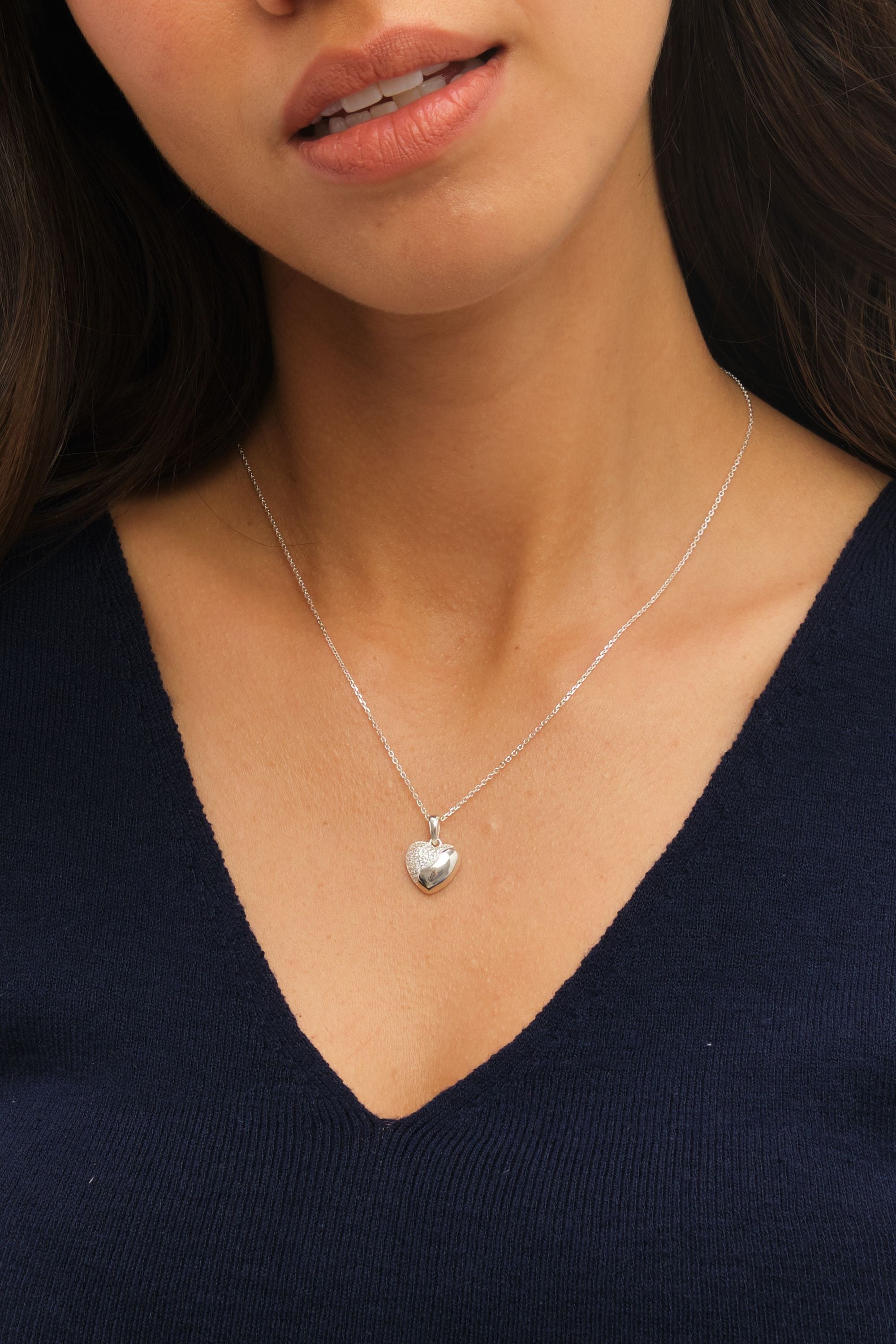 Simply Silver Sterling Silver 925 Polished and Micro Pave Pendant image 2