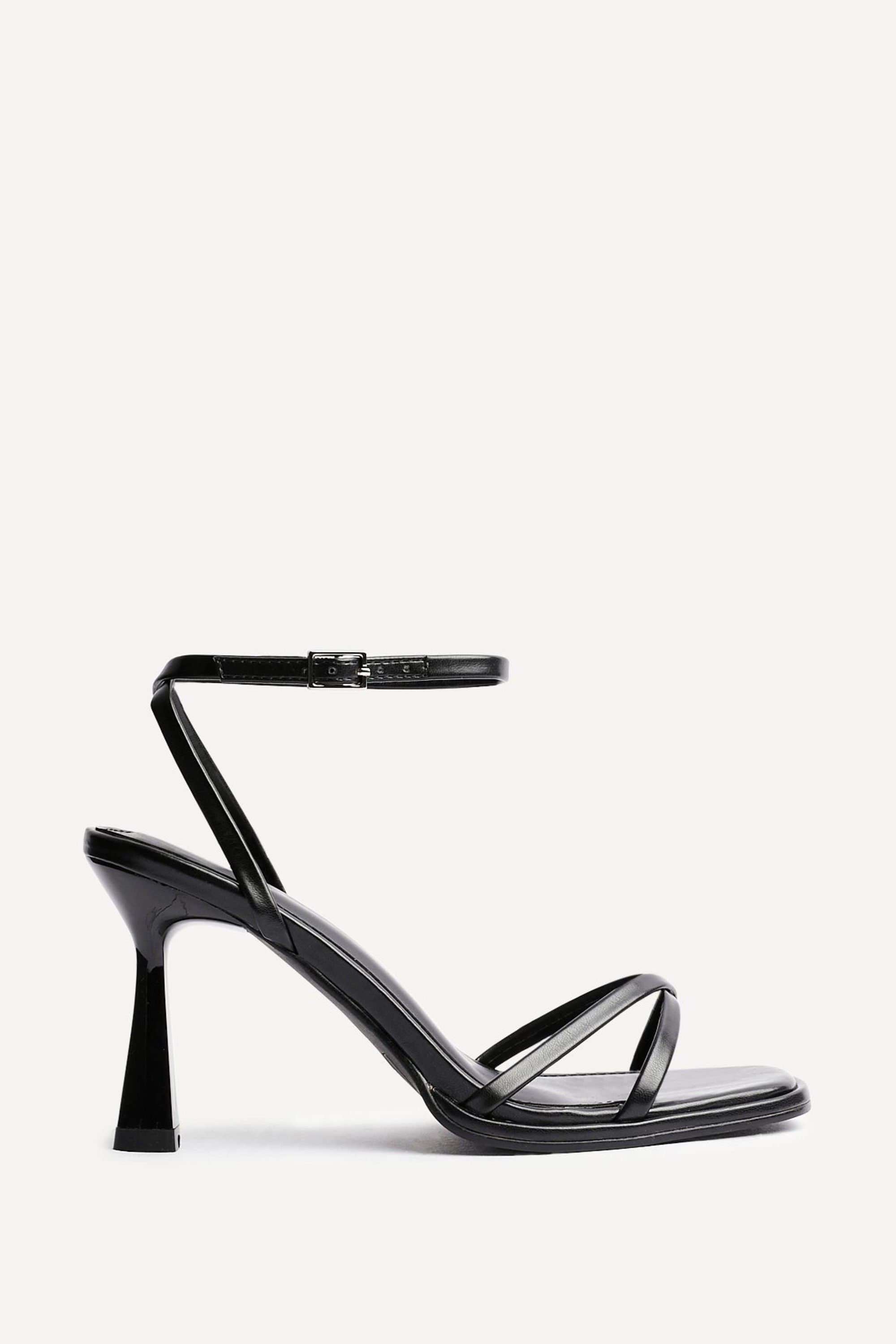 Linzi Verve Black Faux Leather Crossover Stiletto Heel