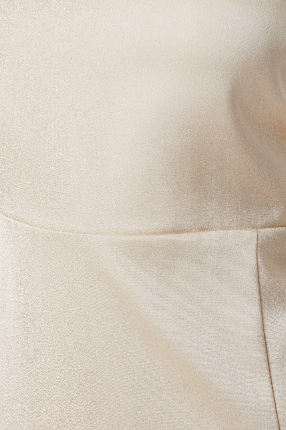 Oasis Petite Satin Tie Shoulder Midi Bridesmaids Dress Champagne image 5