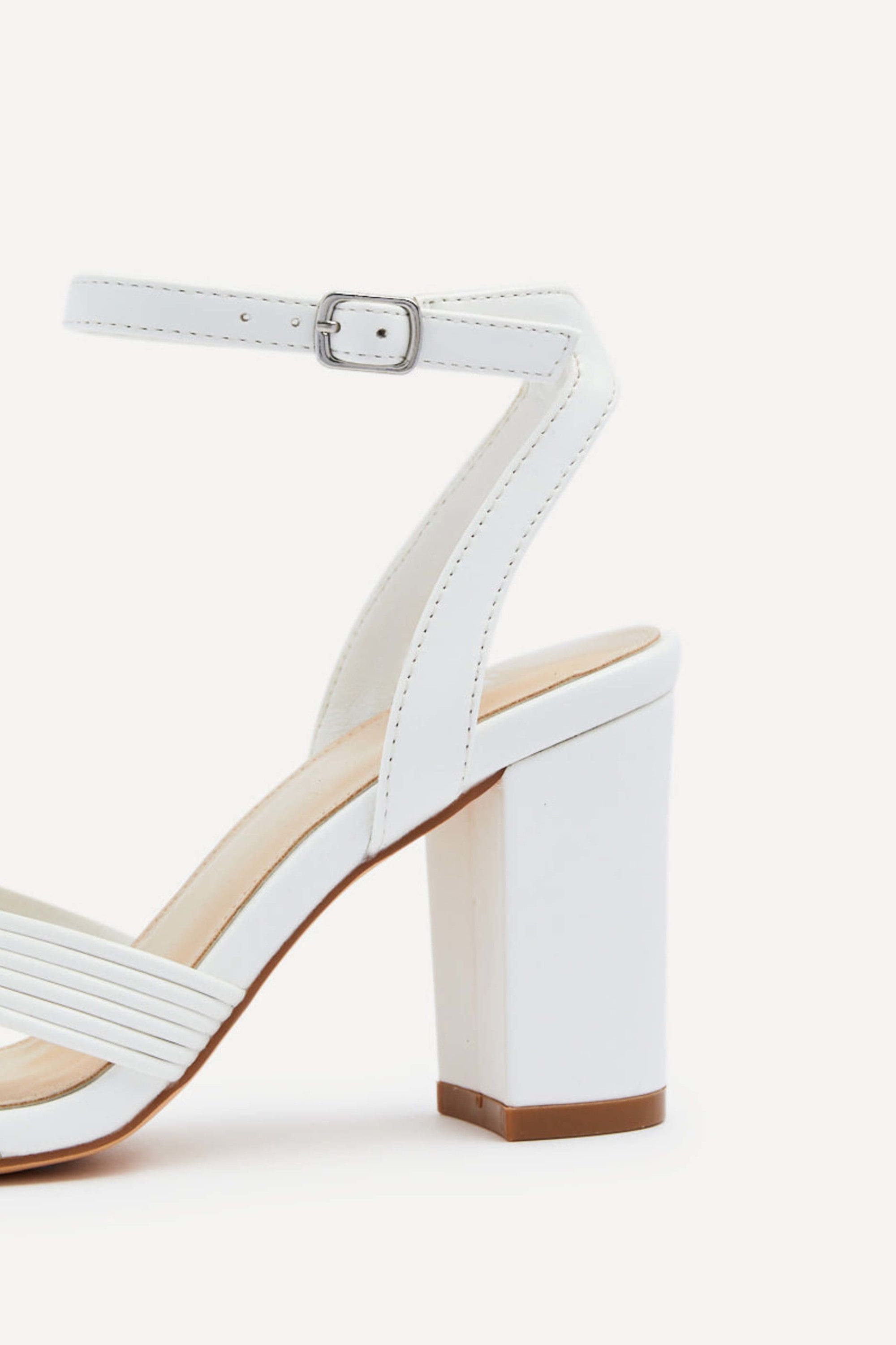 Linzi City White Faux Leather Heeled Sandals image 4
