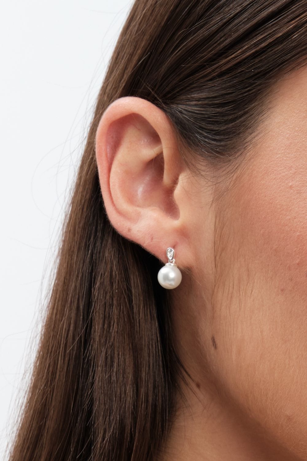 Simply Silver Sterling Silver 925 Cubic Zirconia and Pearl Drop Earrings image 2