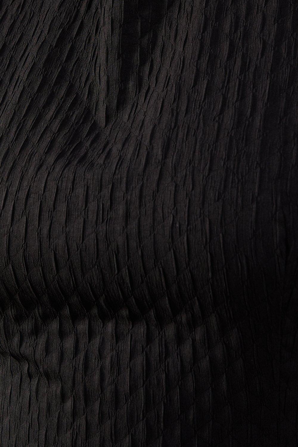 Warehouse Seersucker Organza Godet Side Puff Sleeve Midi Dress Black image 5