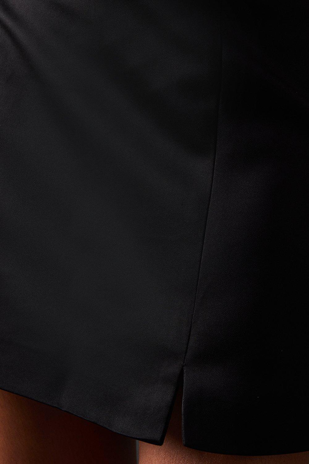 Warehouse Heavy Satin Micro Mini Skirt Black image 5