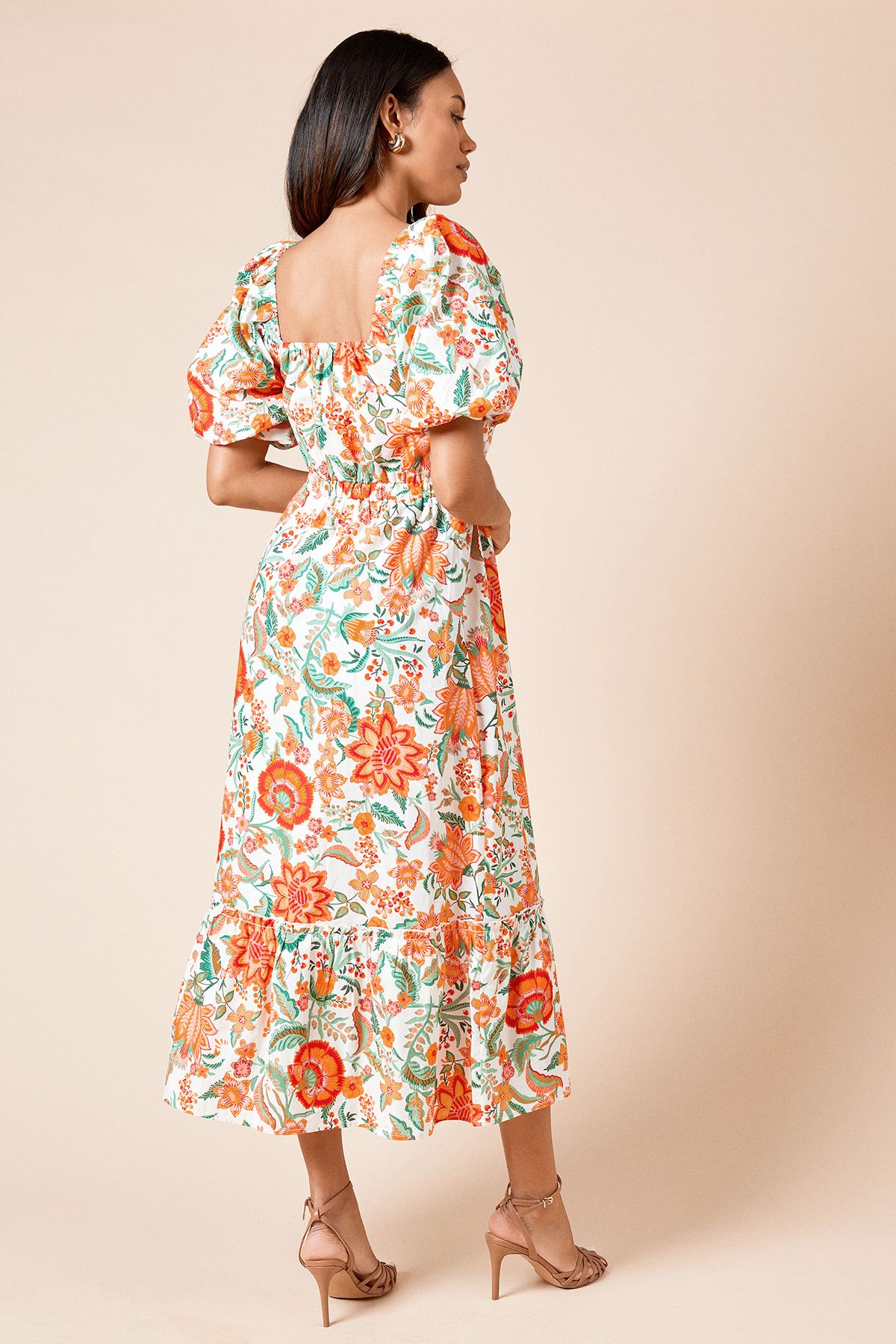 Dorothy Perkins Floral Poplin Twist Front Midi Dress Floral image 3