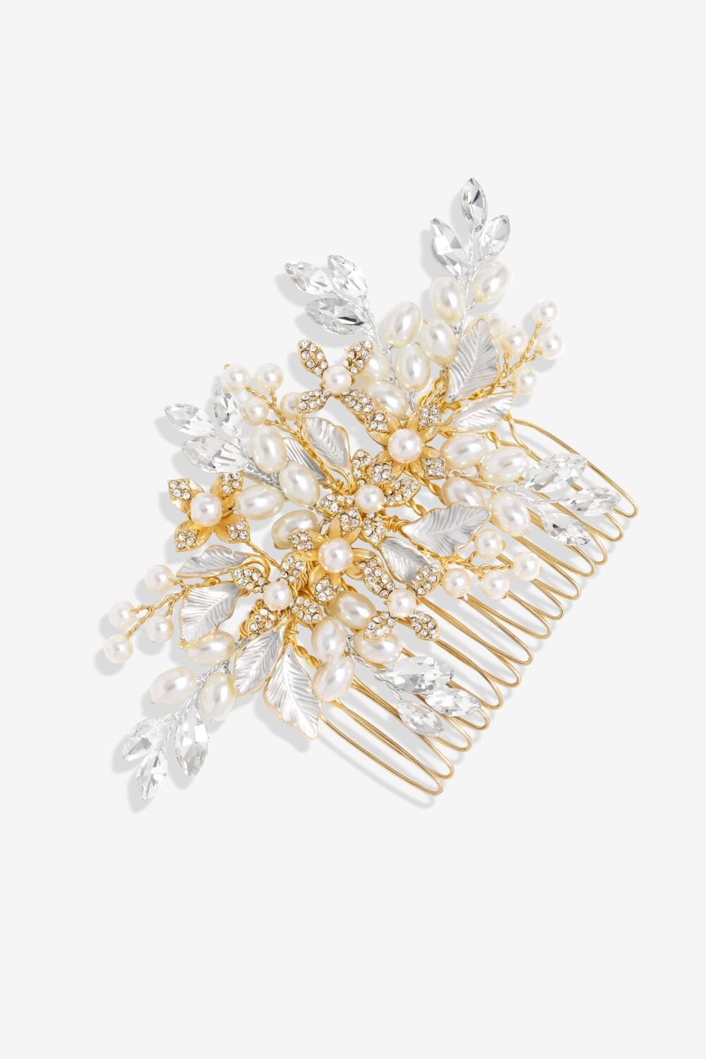 Jon Richard Gold Plated Pearl And Crystal Floral Comb image 1