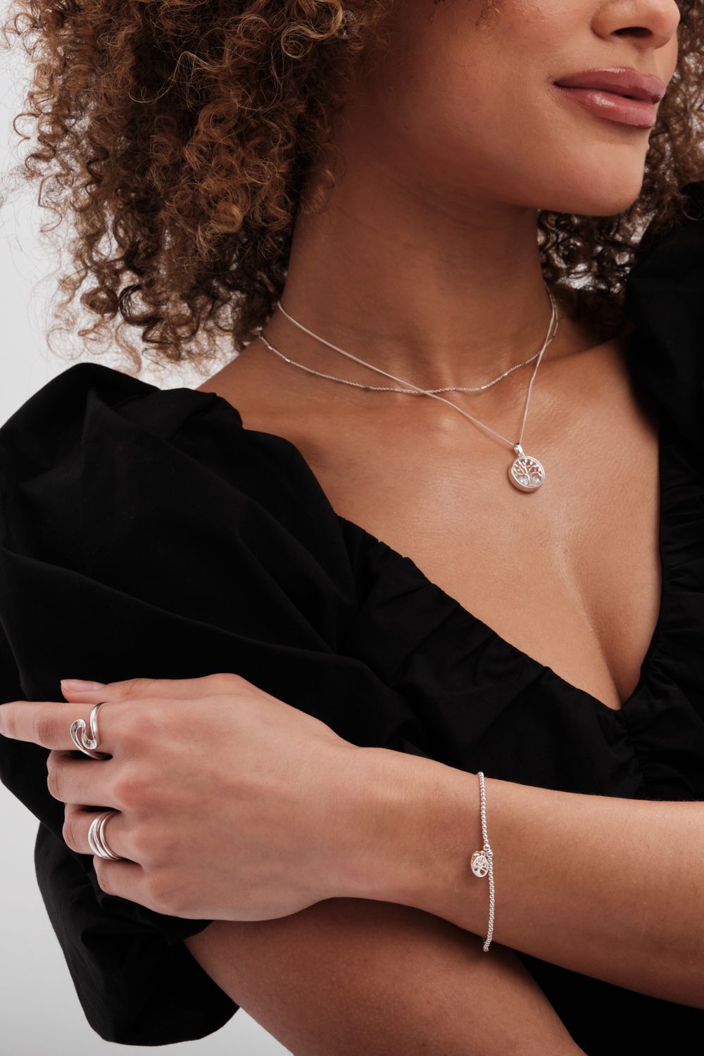 Simply Silver Simply Silver Sterling Silver 925 Mini Tree Of Love And Heart Stretch Bracelets image 3