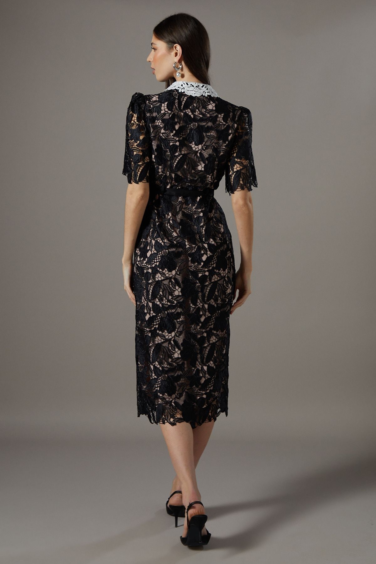 Coast Lace Shirt Dress Contrast Colour Black image 3