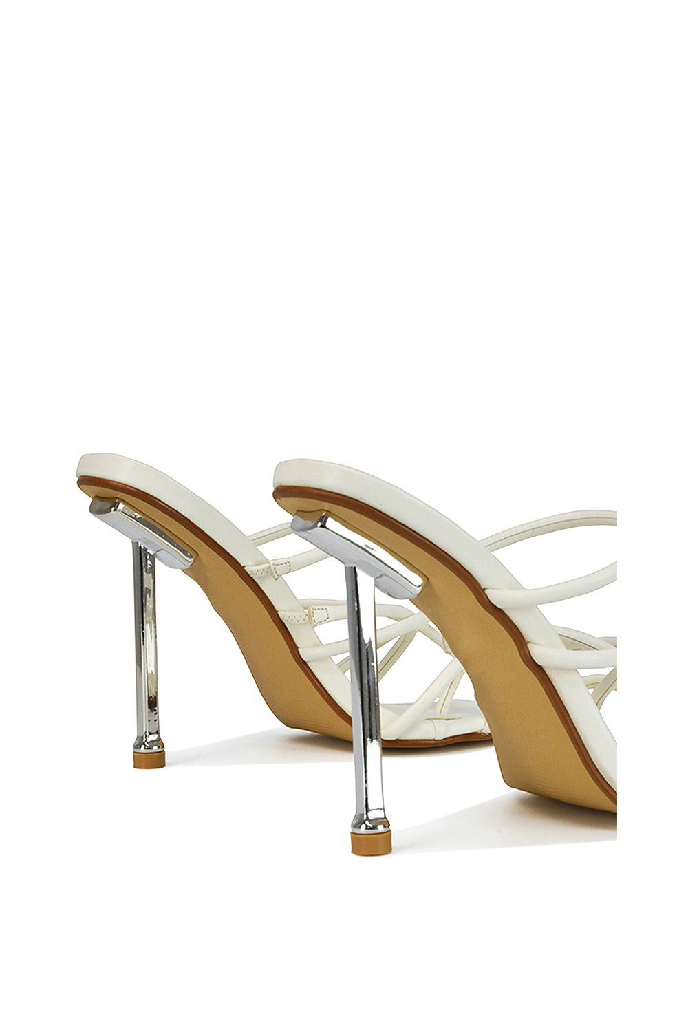 XY London 'Raelynn' Strappy Square Toe Metallic Stiletto High Heels image 3