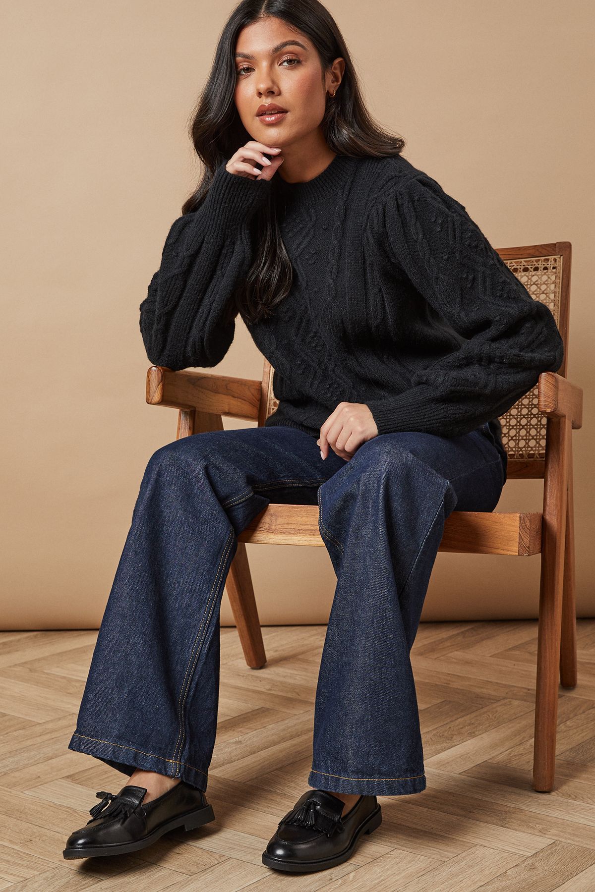 Oasis Brighton Real Leather Tassel Loafers Black image 2