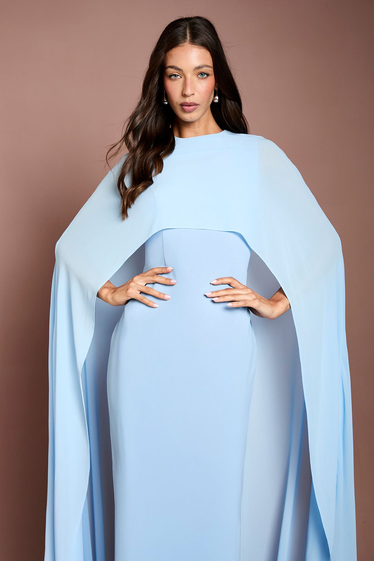Coast Cape Sleeve Maxi Dress Pale Blue image 2