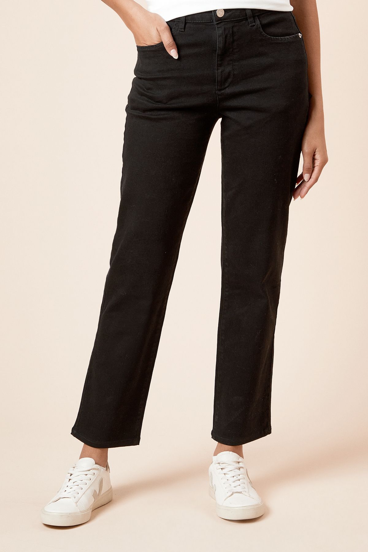 Dorothy Perkins High Rise Straight Leg Jean Black image 2