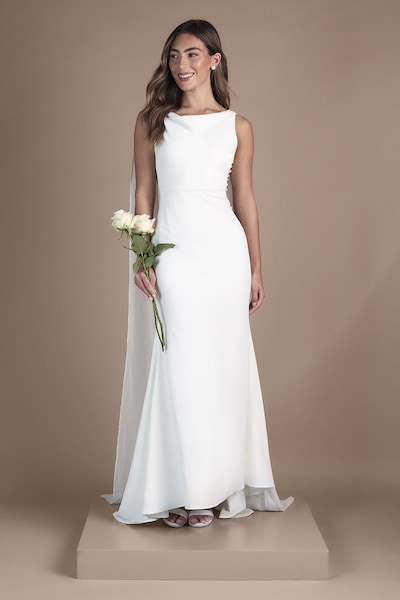 Coast Petite Chiffon Cowl Back Detail Wedding Dress Ivory