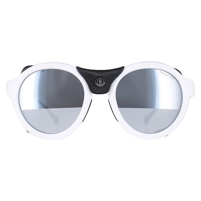 Moncler Round White Black Leather Grey Silver Mirror ML0046